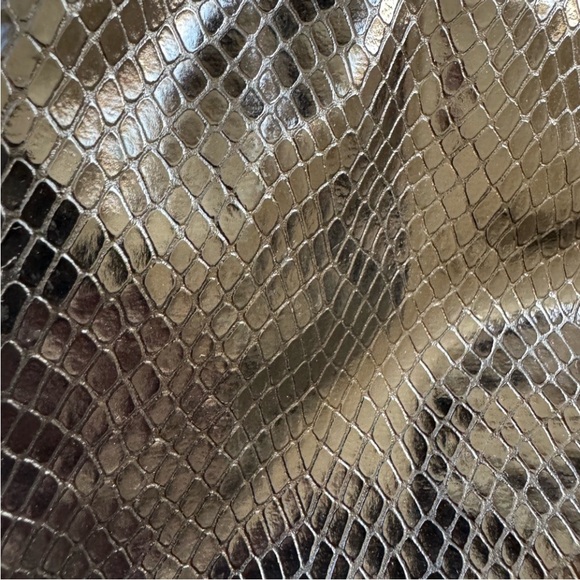 Express Black Clutch Croc Effect Animal Print Leather Silver Ha… - Picture 4 of 8